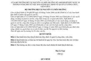 Quyết định 1680/2005/QĐ-BTNMT quản lý công viên chức