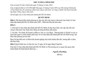 Quyết định 131/2005/QĐ-TTg phê duyệt đổi mới doanh nghiệp nhà nước thuộc Uỷ ban nhân dân thành phố Hồ Chí Minh