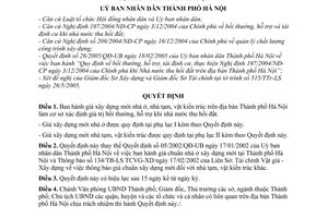 Quyết định 81/2005/QĐ-UB giá xây dựng mới nhà ở  nhà tạm vật kiến trúc trên địa bàn thành phố Hà nội