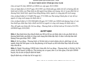 Quyết định 40/2005/QĐ-UB hỗ trợ cải thiện nhà ở cho gia đình có công cách mạng Quảng Nam 2005 2006