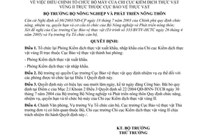 Quyết định 30/2005/QĐ-BNN điều chỉnh tổ chức bộ máy Chi cục Kiểm dịch thực vật vùng 2 thuộc cục Bảo Vệ thực vật