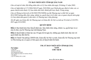 Quyết định 43/2005/QĐ-UBND chức năng và cơ cấu tổ chức Sở Thương mại Quảng Nam
