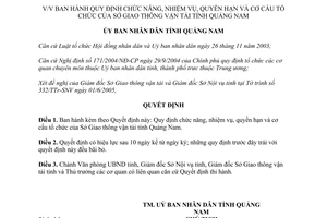 Quyết định 41/2005/QĐ-UB chức năng nhiệm vụ Sở Giao thông Vận tải Quảng Nam
