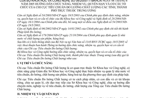 Thông tư 08/2005/TT-BKHCN hướng dẫn chức năng, nhiệm vụ, quyền hạn cơ cấu tổ chức Chi cục Tiêu chuẩn Đo lường Chất lượn tỉnh, thành phố trực thuộc TW