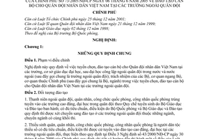 Nghị định 73/2005/NĐ-CP đào tạo cán bộ cho Quân đội nhân dân Việt Nam tại trường ngoài quân đội
