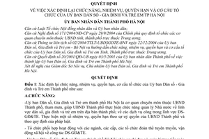 Quyết định 83/2005/QĐ-UBHN xác định chức năng, nhiệm vụ, quyền hạn cơ cấu tổ chức Uỷ ban Dân số - Gia đình và Trẻ em TP Hà Nội