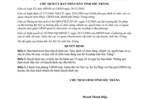 Quyết định 523/QĐ.TCCB.05 2005 Quy chế tổ chức hoạt động Sở Tư pháp Sóc Trăng