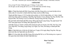 Nghị định 75/2005/NĐ-CP thành lập thành phố Bắc Giang thuộc tỉnh Bắc Giang