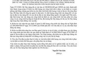 Chỉ thị 04/2005/CT-BXD tăng cường kiểm tra chất lượng công trình đầu tư bằng nguồn vốn Ngân sách Nhà nước