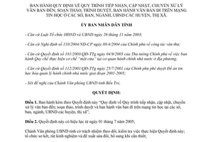 Quyết định 1912/2005/QĐ-UBND tiếp nhận cập nhật xử lý văn bản văn bản điện tử Bến Tre