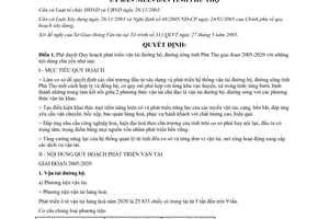 Quyết định 1494/2005/QĐ-UB quy hoạch phát triển vận tải đường bộ đường sông Phú Thọ 2005 2020 Phú Thọ