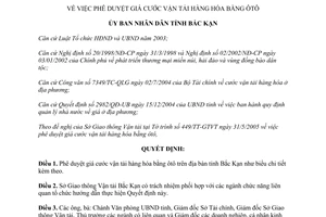 Quyết định 1240/QĐ-UBND năm 2005 phê duyệt giá cước vận tải hàng hóa bằng ôtô do