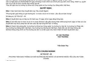 Quyết định 30/2005/QĐ-BGTVT Tiêu chuẩn ngành Phương tiện giao thông cơ giới đường bộ rơ moóc sơ mi rơ moóc yêu cầu an toàn chung 22 TCN 327 - 05