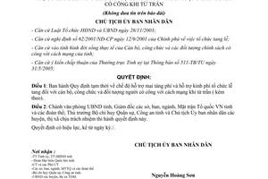 Quyết định 105/2005/QĐ-CT chế độ hỗ trợ mai táng phí cán bộ công chức Bình Dương