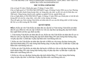 Quyết định 138/2005/QĐ-TTg chế độ phụ cấp trách nhiệm Kiểm sát Điều tra Kiểm tra viên ngành Kiểm sát