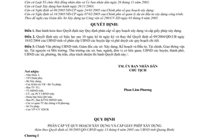 Quyết định 30/2005/QĐ-UBND phân cấp quy hoạch xây dựng cấp giấy phép