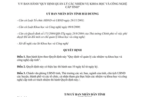 Quyết định 2430/2005/QĐ-UBND quản lý nhiệm vụ khoa học công nghệ