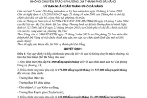 Quyết định 72/2005/QĐ-UBND điều chỉnh quy định mức phụ cấp hàng tháng cán bộ không chuyên trách phường xã thành phố Đà Nẵng