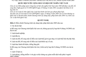 Nghị quyết 42/2005/NQ-UBTVQH11 điều chỉnh Chương trình xây dựng Luật, Pháp lệnh năm 2005