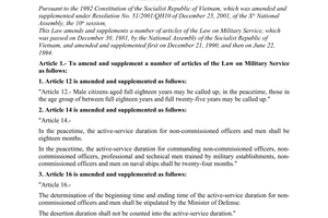 Law No. 43/2005/QH11 amending and supplementing a number of articles of the Law
