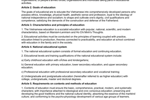 Law No. 38/2005/QH11 of June 14, 2005, on Education.