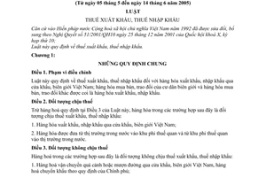 Luật thuế xuất khẩu, thuế nhập khẩu 2005 45/2005/QH11
