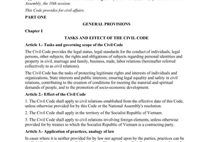 Law No. 33/2005/QH11 of June 14, 2005 to promulgate The Civil Code