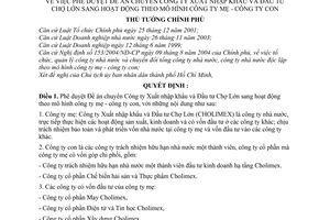 Quyết định 145/2005/QĐ-TTg Đề án chuyển Công ty Xuất nhập khẩu Đầu tư Chợ Lớn hoạt động mô hình công ty mẹ con