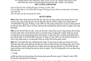 Quyết định 146/2005/QĐ-TTg chính sách thu hồi đất sản xuất  nông lâm trường giao cho hộ đồng bào dân tộc thiểu số nghèo