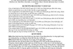 Quyết định 19/2005/QĐ-BGD&ĐT hoạt động khoa học công nghệ trong trường đại học cao đẳng thuộc bộ giáo dục và đào tạo