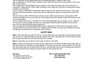 Quyết định 1750/2005/QĐ-UBND bản quy định trình tự, thủ tục thẩm định, phê duyệt báo cáo đánh giá tác động môi trường