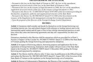 Decision No. 883/2005/QD-NHNN of June 16, 2005, providing for the foreign borrowing cost of enterprises