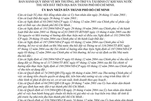 Quyết định 106/2005/QĐ-UBND bồi thường, hỗ trợ tái định cư khi Nhà nước thu hồi đất địa bàn thành phố Hồ Chí Minh