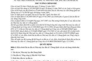 Quyết định 546/QĐ-TTg điều chỉnh Dự án đầu tư Nhà máy lọc dầu số 1 Dung Quất