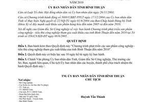 Quyết định 40/2005/QĐ-UBND phát triển sản phẩm công nghiệp tiểu thủ công nghiệp xuất khẩu Bình Thuận