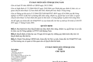 Quyết định 48/2005/QĐ-UBND nhiệm vụ quyền hạn Sở Nông nghiệp Quảng Nam