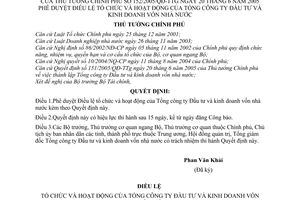 Quyết định 152/2005/QĐ-TTg Điều lệ tổ chức hoạt động Tổng công ty Đầu tư và kinh doanh vốn nhà nước