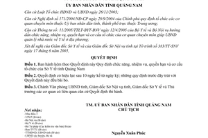 Quyết định 49/2005/QĐ-UBND chức năng nhiệm vụ quyền hạn cơ cấu tổ chức của Sở y tế Quảng Nam