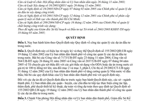 Quyết định 109/2005/QĐ-UBND công tác quản lý dự án đầu tư trong nước