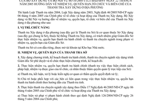 Thông tư liên tịch 10/2005/TTLT-BXD-BNV hướng dẫn  nhiệm vụ, quyền hạn, tổ chức biên chế Thanh tra xây dựng ở địa phương