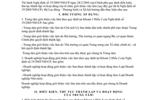 Thông tư 20/2005/TT-BLĐTBXH điều kiện thủ tục thành lập hoạt động tổ chức giới thiệu việc làm hướng dẫn Nghị định 19/2005/NĐ/CP