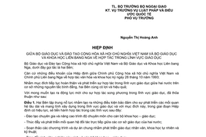 Hiệp định hợp tác trong giáo dục giữa Bộ Giáo dục và Đào tạo Việt Nam Nga 2005