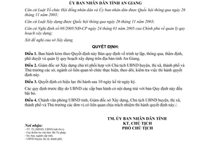 Quyết định 1800/2005/QĐ-UBND lập thông qua thẩm định phê duyệt quản lý xây dựng An Giang