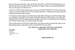 Công văn 2578TCHQ/KTTT thuế suất thuế giá trị gia tăng (GTGT) mặt hàng Ôxit Magiê ở dạng sạn và dạng bột nhập khẩu