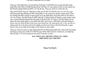 Công văn 2152/TCT-ĐTNN chuyển cổ tức ra nước ngoài của Quĩ Doanh nghiệp Mekong (MEF)