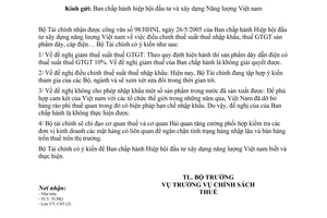 Công văn 8854/BTC-CST điều chỉnh thuế suất thuế nhập khẩu, thuế GTGT sản phẩm dây, cáp điện