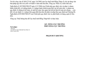 Công văn 2240/TCT-PCCS áp dụng văn bản pháp quy khi xử lý hành vi làm mất hóa đơn