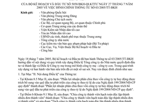 Công văn 5058/BKH-QLKTTƯ đính chính TT  03/2005/TT-BKH