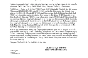 Công văn 2486/TCT-DNK xét miễn, giảm thuế TNDN cho Công ty TNHH Thanh Hùng