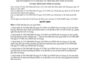 Quyết định 1875/2005/QĐ-UBND chấm dứt hiệu lực quyết định ban hành chính sách khuyến khích ưu đãi đầu tư địa bàn tỉnh An Giang